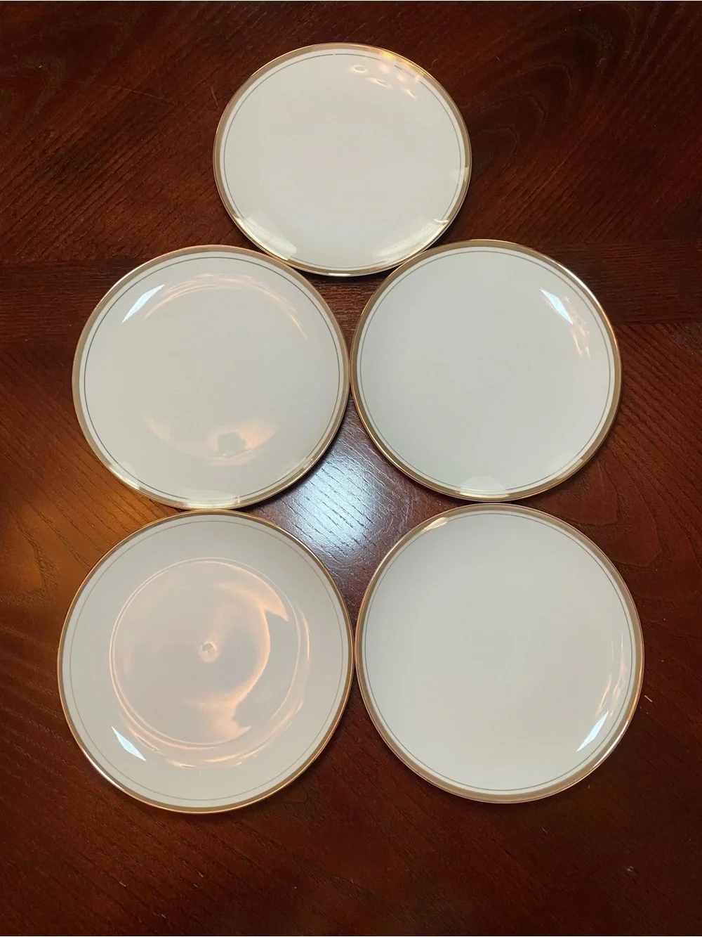 Royalton China Co Classic White Bread Plates with Gold Rim Set of 5